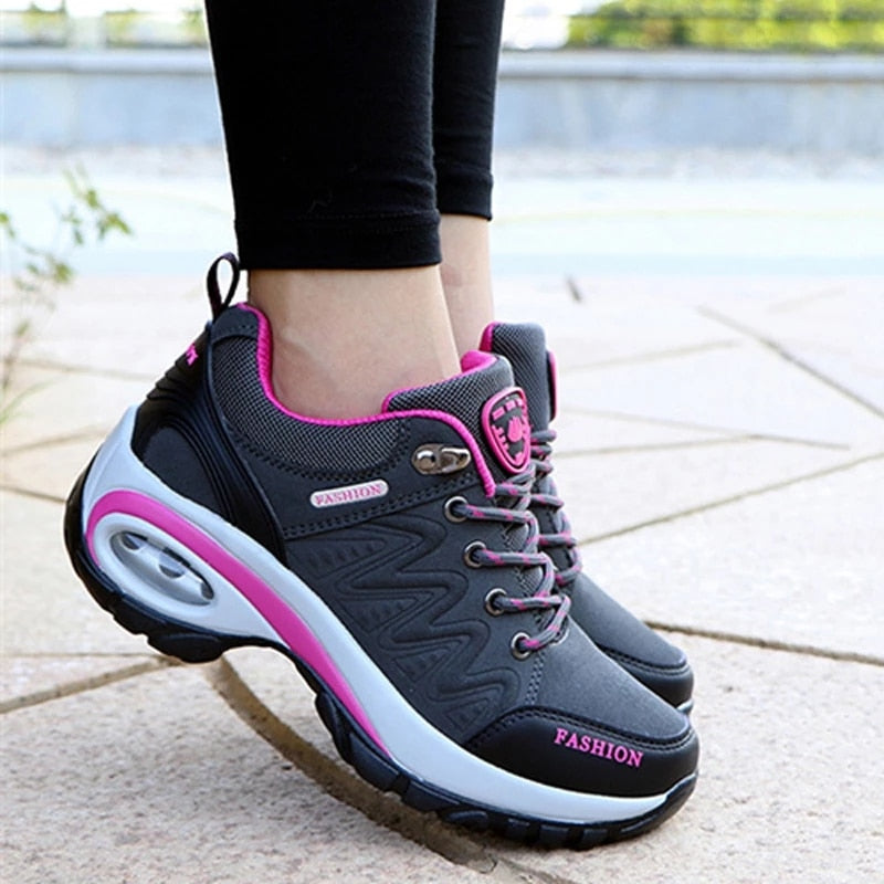 Comfortable lace-up casual shoes women sneakers 2021 air cushion thick heels high chaussure femme quality footwear