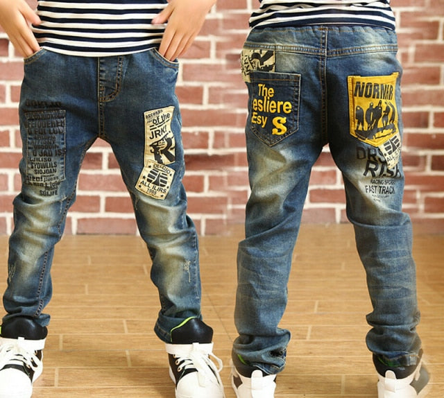 IENENS Fashion Boys Slim Jeans Spring Autumn Long Pants Young Boy Straight Denim Trousers Baby Cowboy Pants Plus Size