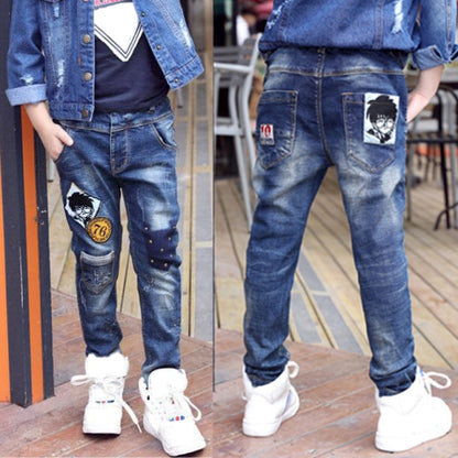 IENENS Fashion Boys Slim Jeans Spring Autumn Long Pants Young Boy Straight Denim Trousers Baby Cowboy Pants Plus Size