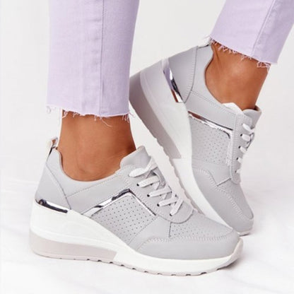 2021 New Wedge Sneakers Women Lace-Up Height Increasing Sports Shoes Ladies Casual Platform Air Cushion Comfy Vulcanized Shoes