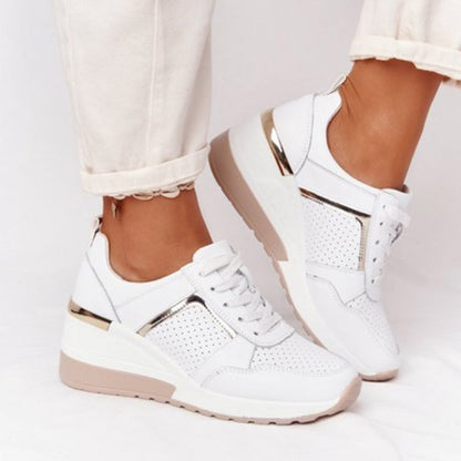 2021 New Wedge Sneakers Women Lace-Up Height Increasing Sports Shoes Ladies Casual Platform Air Cushion Comfy Vulcanized Shoes