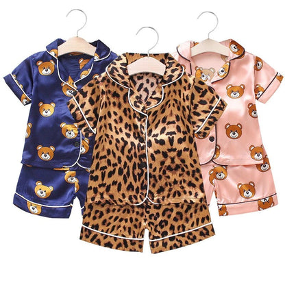 VIP Links Summer Children's Pajamas Set Baby Boy Girl Clothes Casual Short Sleeve Sleepwear Set Kids Tops+Pants Clothing Sets