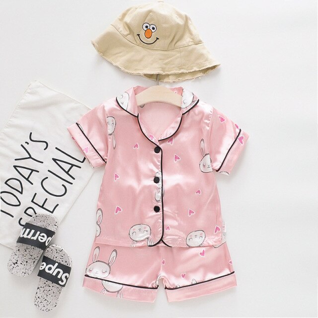 VIP Links Summer Children's Pajamas Set Baby Boy Girl Clothes Casual Short Sleeve Sleepwear Set Kids Tops+Pants Clothing Sets