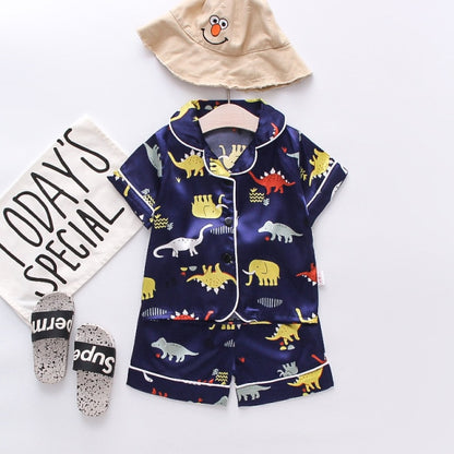 VIP Links Summer Children's Pajamas Set Baby Boy Girl Clothes Casual Short Sleeve Sleepwear Set Kids Tops+Pants Clothing Sets