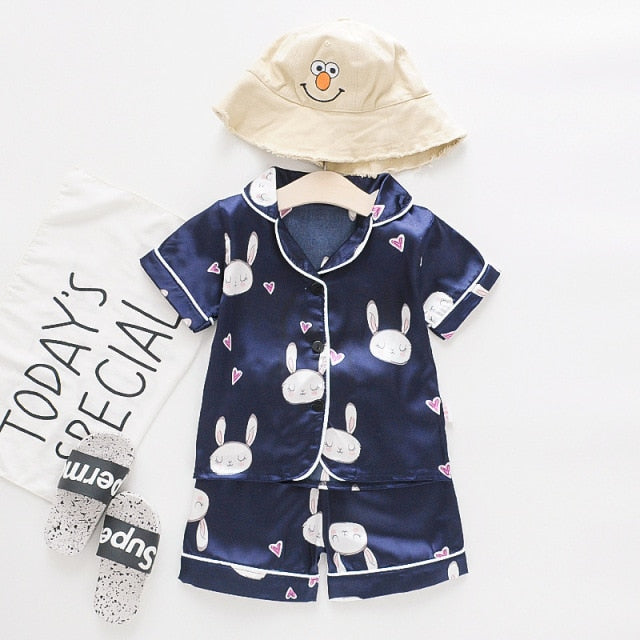 VIP Links Summer Children's Pajamas Set Baby Boy Girl Clothes Casual Short Sleeve Sleepwear Set Kids Tops+Pants Clothing Sets