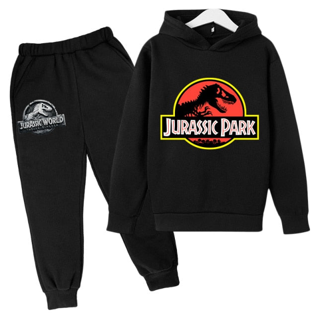 2 PCs Suits Jurassic Park World Dinosaur Sweatshirt Teen Boys Autumn Hoodies For Children Clothing Sets Kawaii Girls Sweatshirts