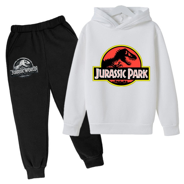 2 PCs Suits Jurassic Park World Dinosaur Sweatshirt Teen Boys Autumn Hoodies For Children Clothing Sets Kawaii Girls Sweatshirts