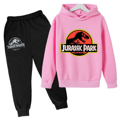 2 PCs Suits Jurassic Park World Dinosaur Sweatshirt Teen Boys Autumn Hoodies For Children Clothing Sets Kawaii Girls Sweatshirts