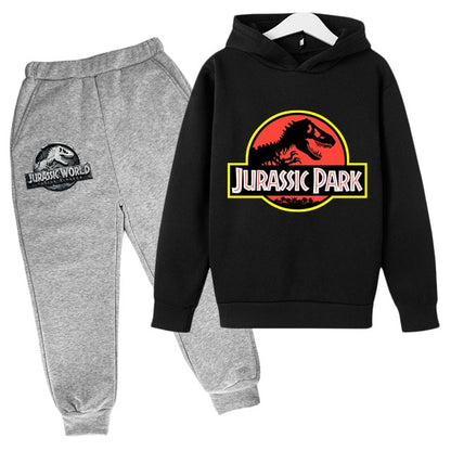 2 PCs Suits Jurassic Park World Dinosaur Sweatshirt Teen Boys Autumn Hoodies For Children Clothing Sets Kawaii Girls Sweatshirts