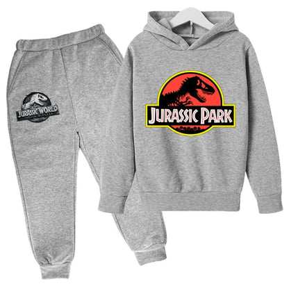 2 PCs Suits Jurassic Park World Dinosaur Sweatshirt Teen Boys Autumn Hoodies For Children Clothing Sets Kawaii Girls Sweatshirts