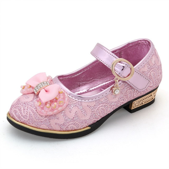 2021 New Baby Girls Sandals Children Shoes Princess Wedge Sandals Fashion PU Leather Sandals for Girls Bow Non-slip Low Heels