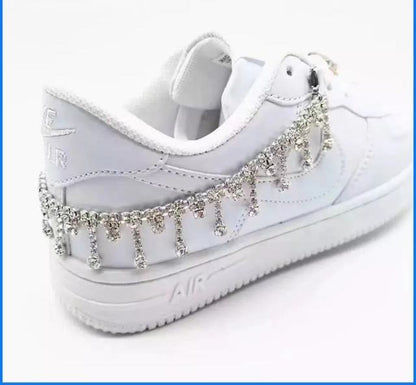 2021 shiny Rhinestone long tassel shoes with sneakers boots and chains women's fashion fashion jewelry luxury crystal chain shoe