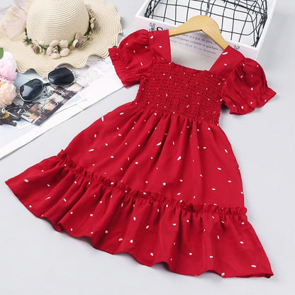 HE Hello Enjoy Girls Dresses 2021 Summer Teenagers Dot Sling Princess Cake Elegant Children Kids Clothes Girl Dress 4 8 10 Years