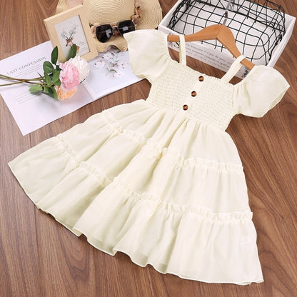 HE Hello Enjoy Girls Dresses 2021 Summer Teenagers Dot Sling Princess Cake Elegant Children Kids Clothes Girl Dress 4 8 10 Years