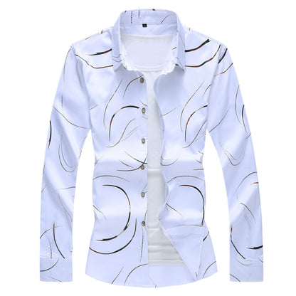 2021 Autumn New Men's Printed Shirt Fashion Casual White Long Sleeve Shirt Male Brand Clothes Plus Size 5XL 6XL 7XL