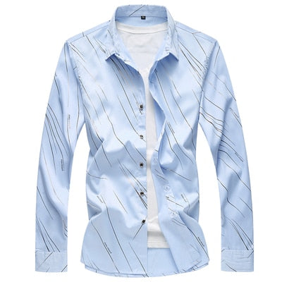 2021 Autumn New Men's Printed Shirt Fashion Casual White Long Sleeve Shirt Male Brand Clothes Plus Size 5XL 6XL 7XL