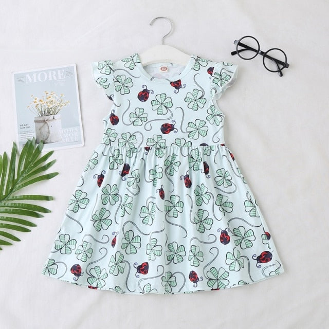 Leopard 2021 Summer New Fashion Baby Girls Kid Short Sleeve T-shirt Patchwork Girls Dress Short Dresses Princess TUTU Dress 1-6Y