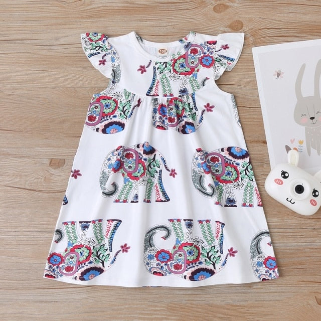 Leopard 2021 Summer New Fashion Baby Girls Kid Short Sleeve T-shirt Patchwork Girls Dress Short Dresses Princess TUTU Dress 1-6Y