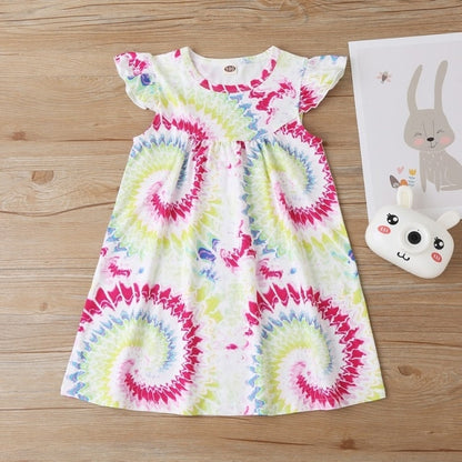 Leopard 2021 Summer New Fashion Baby Girls Kid Short Sleeve T-shirt Patchwork Girls Dress Short Dresses Princess TUTU Dress 1-6Y