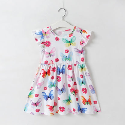 Leopard 2021 Summer New Fashion Baby Girls Kid Short Sleeve T-shirt Patchwork Girls Dress Short Dresses Princess TUTU Dress 1-6Y