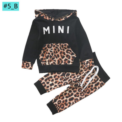 Infant Newborn Baby Girl Clothes 3PCS Sets Leopard Letter Hooded Sweatshirt Pants Outfit Baby Tracksuit Set Spring Autumn