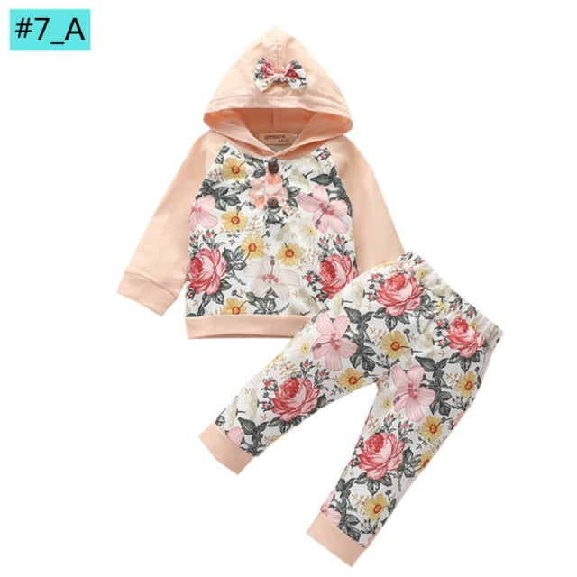 Infant Newborn Baby Girl Clothes 3PCS Sets Leopard Letter Hooded Sweatshirt Pants Outfit Baby Tracksuit Set Spring Autumn