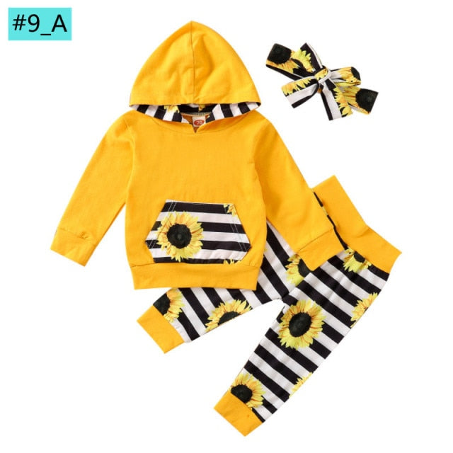 Infant Newborn Baby Girl Clothes 3PCS Sets Leopard Letter Hooded Sweatshirt Pants Outfit Baby Tracksuit Set Spring Autumn