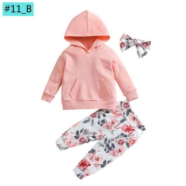 Infant Newborn Baby Girl Clothes 3PCS Sets Leopard Letter Hooded Sweatshirt Pants Outfit Baby Tracksuit Set Spring Autumn