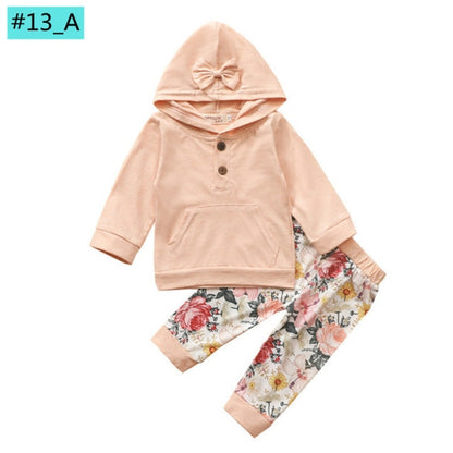 Infant Newborn Baby Girl Clothes 3PCS Sets Leopard Letter Hooded Sweatshirt Pants Outfit Baby Tracksuit Set Spring Autumn