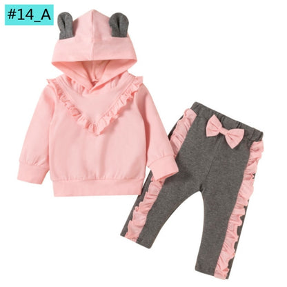 Infant Newborn Baby Girl Clothes 3PCS Sets Leopard Letter Hooded Sweatshirt Pants Outfit Baby Tracksuit Set Spring Autumn