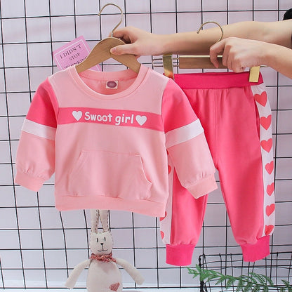 2 Piece Set Girls Spring - Autumn Long Sleeved Clothes 2021 New Cute Cartoon Sweaters Suit Children Outfits Casual Outwear Suit