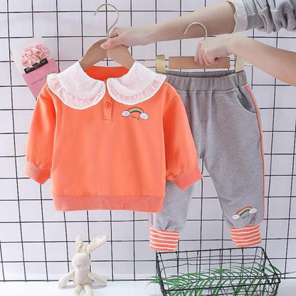 2 Piece Set Girls Spring - Autumn Long Sleeved Clothes 2021 New Cute Cartoon Sweaters Suit Children Outfits Casual Outwear Suit