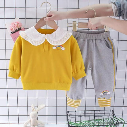 2 Piece Set Girls Spring - Autumn Long Sleeved Clothes 2021 New Cute Cartoon Sweaters Suit Children Outfits Casual Outwear Suit