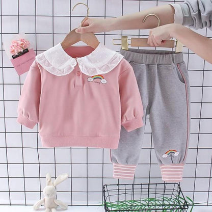 2 Piece Set Girls Spring - Autumn Long Sleeved Clothes 2021 New Cute Cartoon Sweaters Suit Children Outfits Casual Outwear Suit