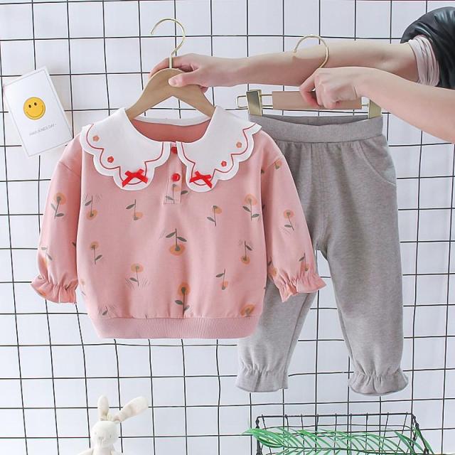 2 Piece Set Girls Spring - Autumn Long Sleeved Clothes 2021 New Cute Cartoon Sweaters Suit Children Outfits Casual Outwear Suit