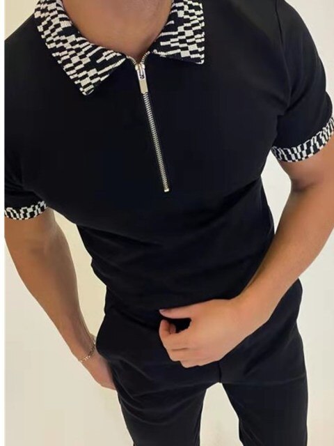 Hot Sale Summer New Men's Clothing Casual Fashion Printed Men Polo Shirts Turn-down Collar Zipper Design Short Sleeve Tops 2021