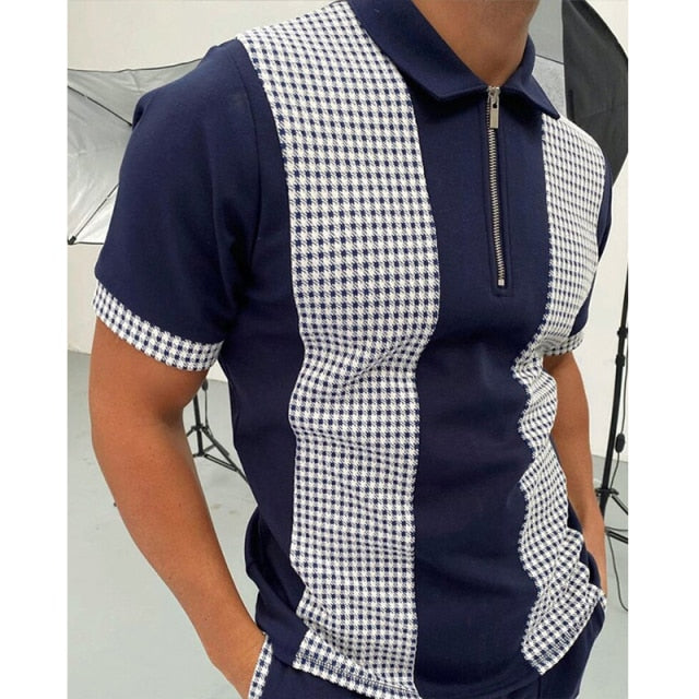 Hot Sale Summer New Men's Clothing Casual Fashion Printed Men Polo Shirts Turn-down Collar Zipper Design Short Sleeve Tops 2021