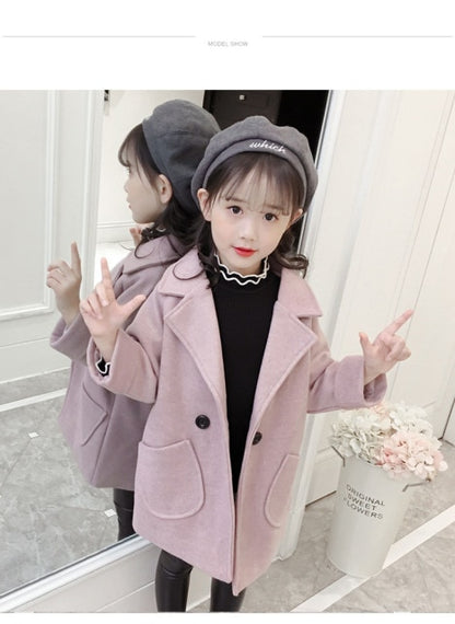 2021 New Winter Coat for Girls Trench Coat Children's Outerwear  Warm Thicken Woolen Long Autumn Coat Girl's Jacket Fashion