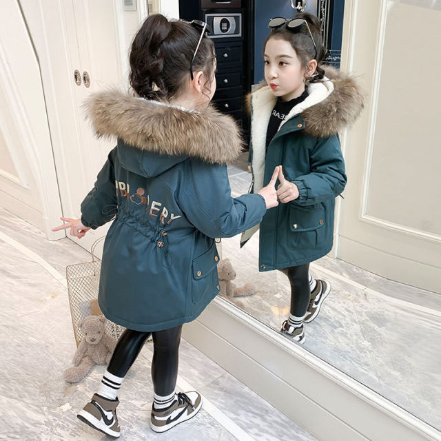 5 6 8 10 12 Years Old Young Girls Warm Coat Winter Parkas Outerwear Teenage Outdoor Outfit Children Kids Girls Fur Hooded Jacket