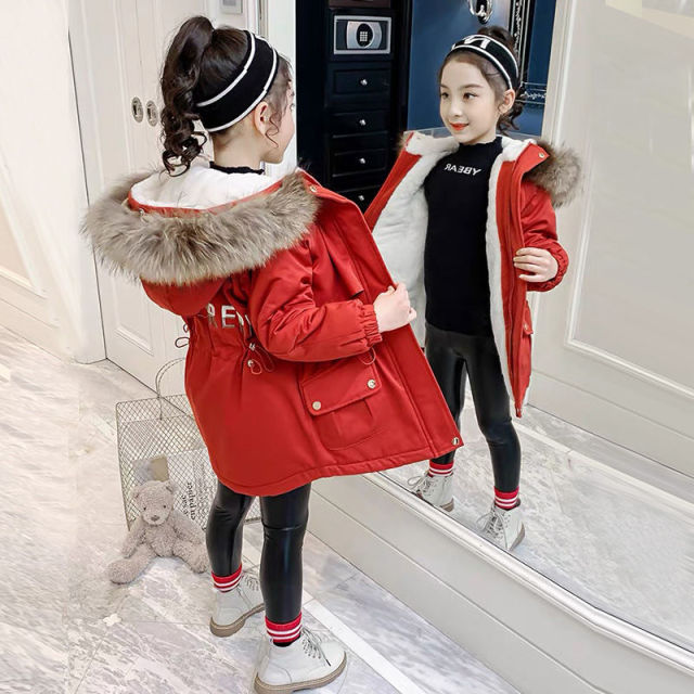 5 6 8 10 12 Years Old Young Girls Warm Coat Winter Parkas Outerwear Teenage Outdoor Outfit Children Kids Girls Fur Hooded Jacket