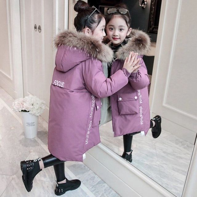 5 6 8 10 12 Years Old Young Girls Warm Coat Winter Parkas Outerwear Teenage Outdoor Outfit Children Kids Girls Fur Hooded Jacket