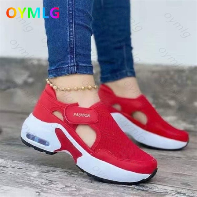 Autumn casual single shoes women's flat-bottomed thick-soled flying woven  dad shoes sneakers woman vulcanize shoes