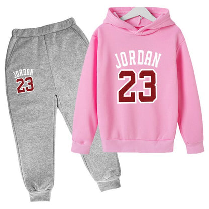 2021 Hot Sale Boys Girls Clothes Kids Sports Clothes No. 23 Set Youth Hoodie + Pants 2-piece Set Jogging Autumn Leisure Sports