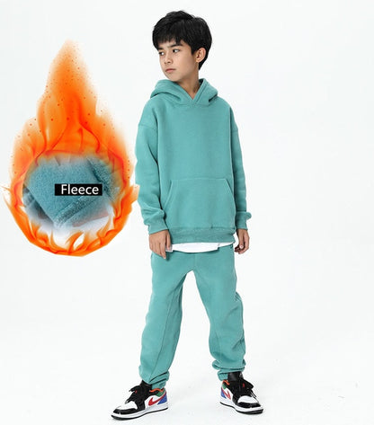 Teen Spring Boys Clothing Set 2021 Winter New Casual Thicken Hoodie Tops Sport Pant 2Pcs Suit for Boys Clothes Kids Outfits 10 Y