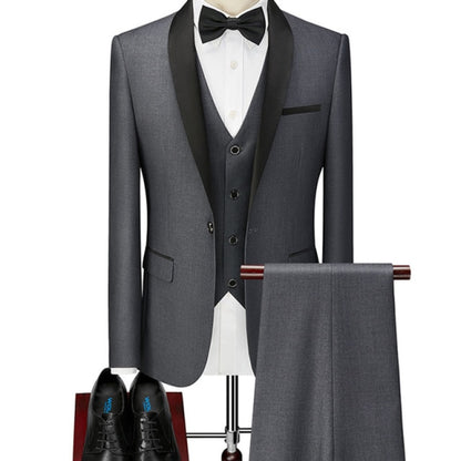 Ensembles Homme High Quality Slim Fit Mens Suit Trend Mariage Solid Tuxedos Casual Business  Wedding Dress (Blazer+Vest+Pants)