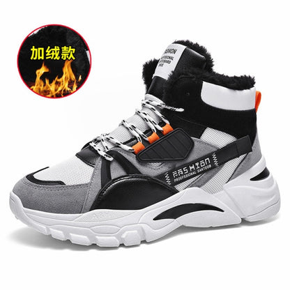 Brand Winter Boots Men Warm Trend Casual Men High Top Shoes Comfortable Sneakers Warm Fur Snow Outdoor Boots Ankle Boots