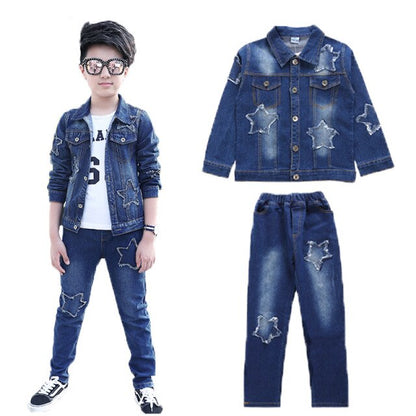 Children's wear children's Denim suit 2021 spring and autumn wear 8 girls 9 middle school girls 12 denim three piece suit