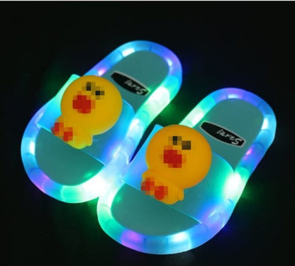 2021 Summer Girls Boys Luminous Slippers Children Soft PVC Shoes Toddler Kids Home Sandals Comfortable Baby Slides blue shoes