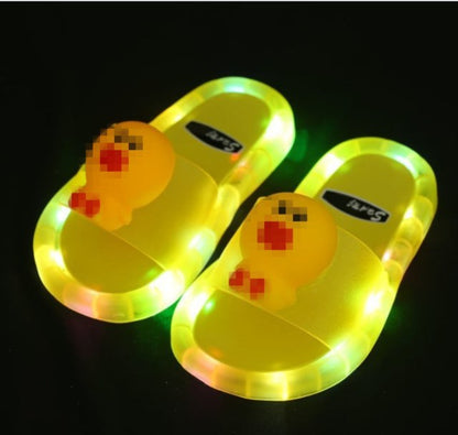 2021 Summer Girls Boys Luminous Slippers Children Soft PVC Shoes Toddler Kids Home Sandals Comfortable Baby Slides blue shoes