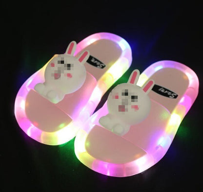 2021 Summer Girls Boys Luminous Slippers Children Soft PVC Shoes Toddler Kids Home Sandals Comfortable Baby Slides blue shoes